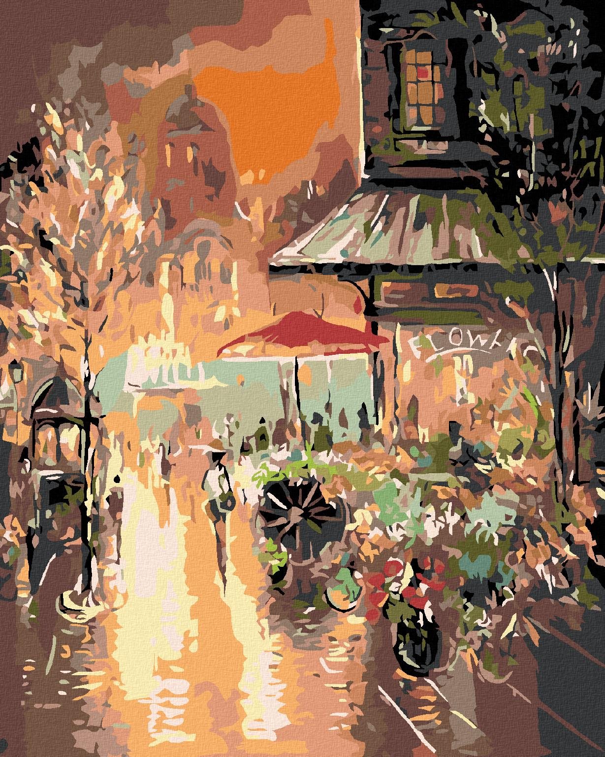 Malování podle čísel - Večerní městečko, 80x100 cm, bez rámu a bez vypnutí plátna