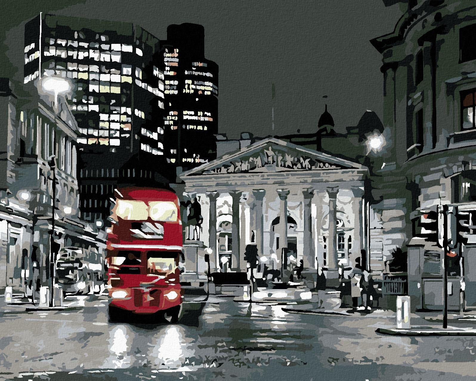 Malování podle čísel - Londýnský bus, 50x40 cm, vypnuté plátno na rám