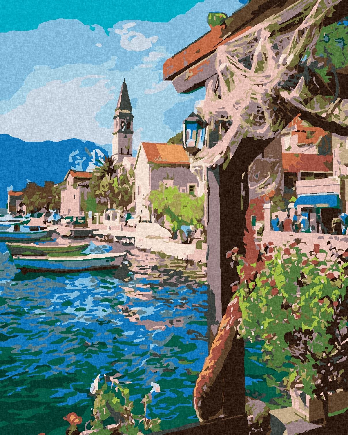 Malování podle čísel - Výhled od rybáře na moře, 40x50 cm, vypnuté plátno na rám