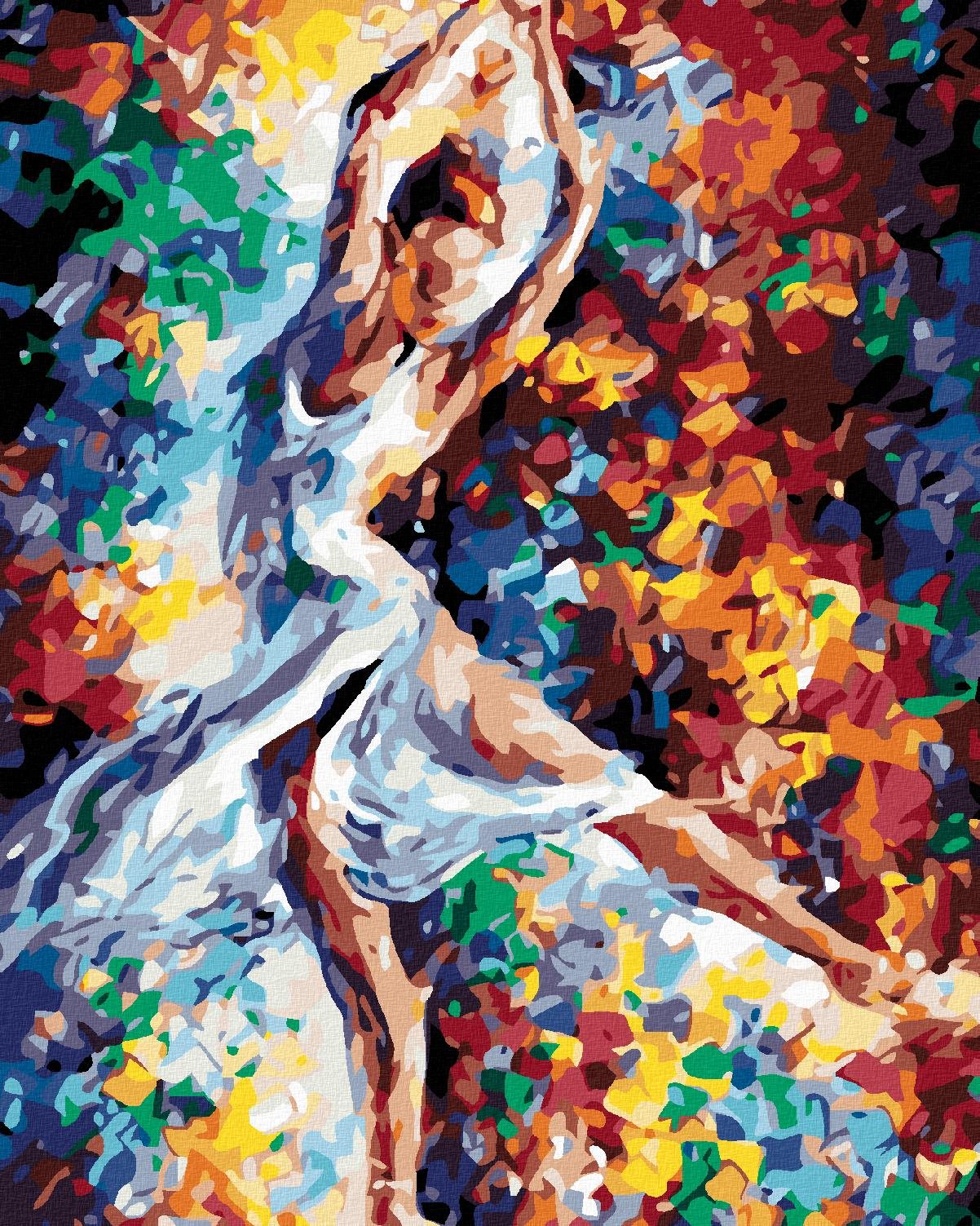 Malování podle čísel - Tanečnice v barvách, 80x100 cm, bez rámu a bez vypnutí plátna