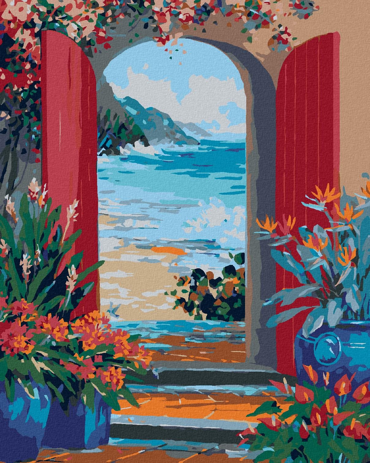Malování podle čísel - Ze zahrady na pláž, 40x50 cm, bez rámu a bez vypnutí plátna