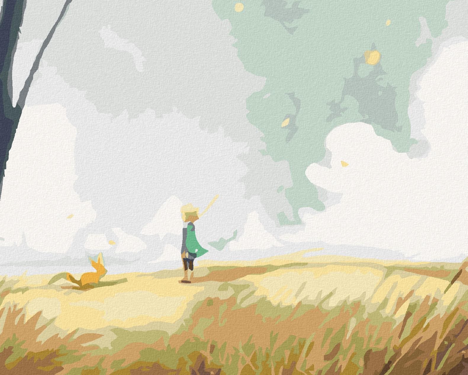 Malování podle čísel - Malý princ na pláni, 50x40 cm, vypnuté plátno na rám