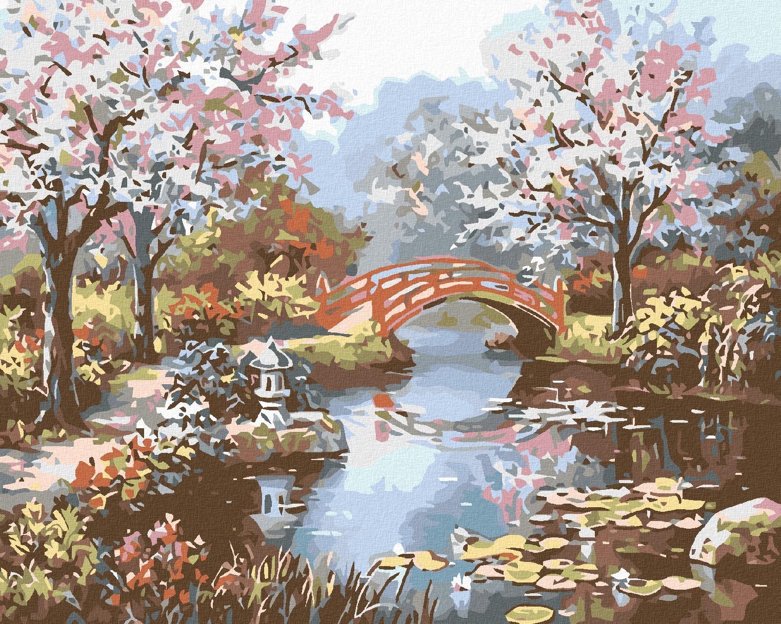Malování podle čísel - Japonská zahrada, 100x80 cm, bez rámu a bez vypnutí plátna