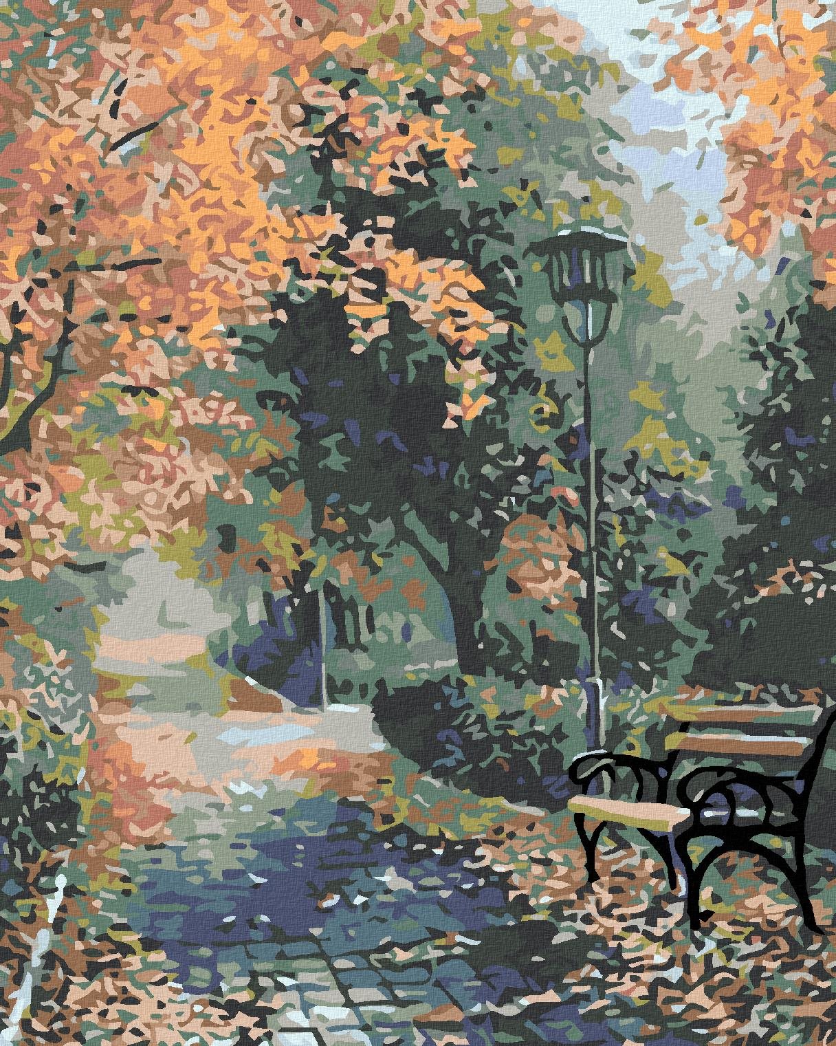 Malování podle čísel - Park v listopadu, 80x100 cm, bez rámu a bez vypnutí plátna