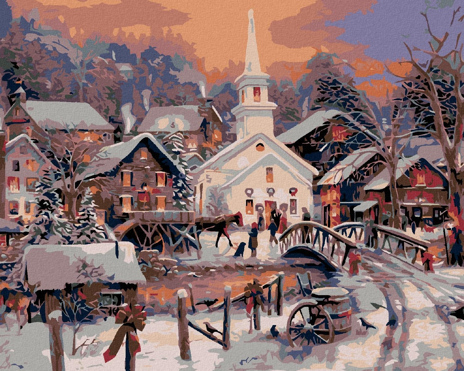 Malování podle čísel - Bílý kostel, 50x40 cm, vypnuté plátno na rám