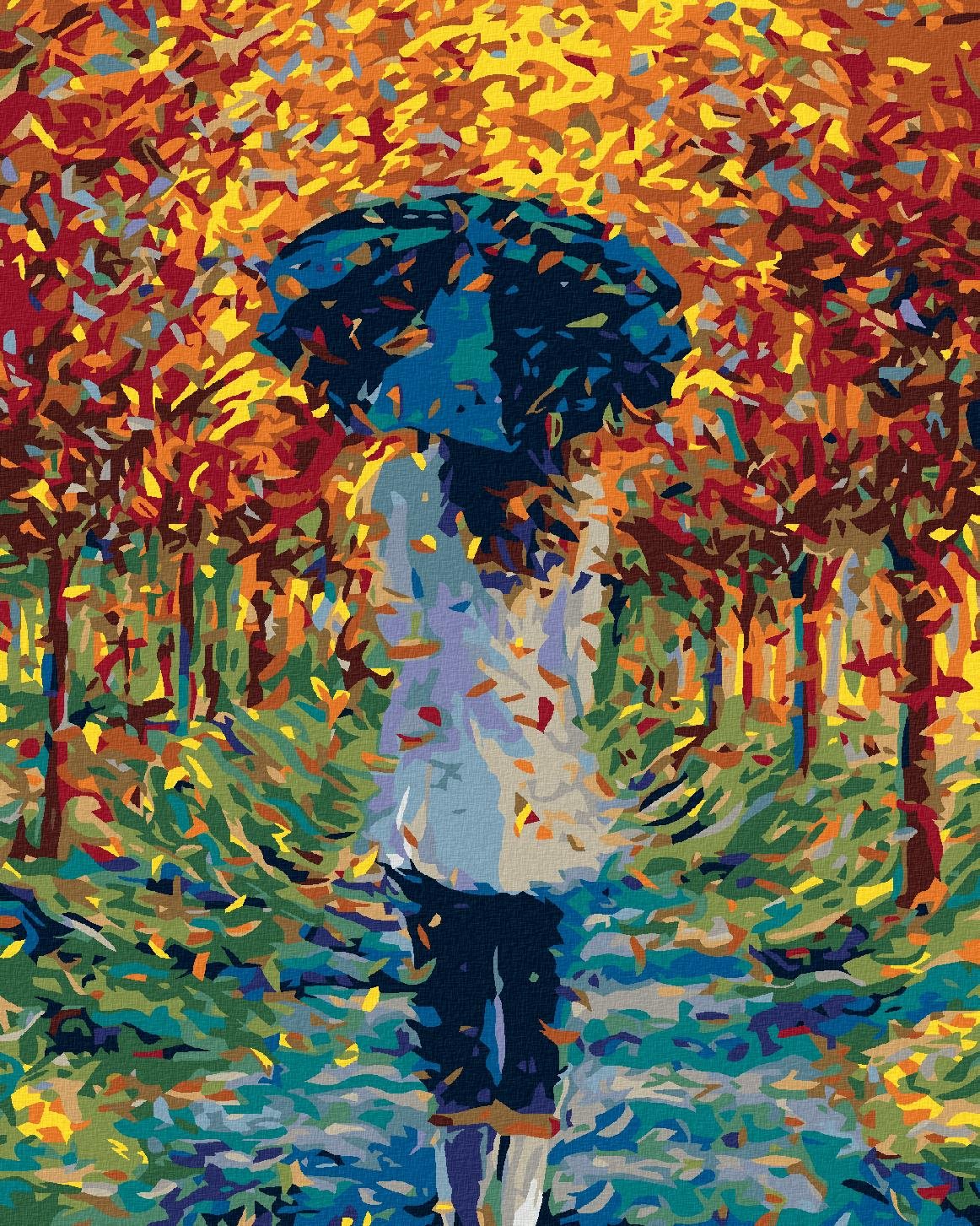 Malování podle čísel - V parku pod deštníkem, 80x100 cm, bez rámu a bez vypnutí plátna