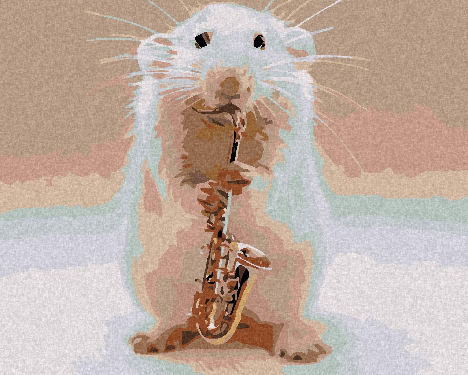 Malování podle čísel - Zlatý křeček, 50x40 cm, vypnuté plátno na rám