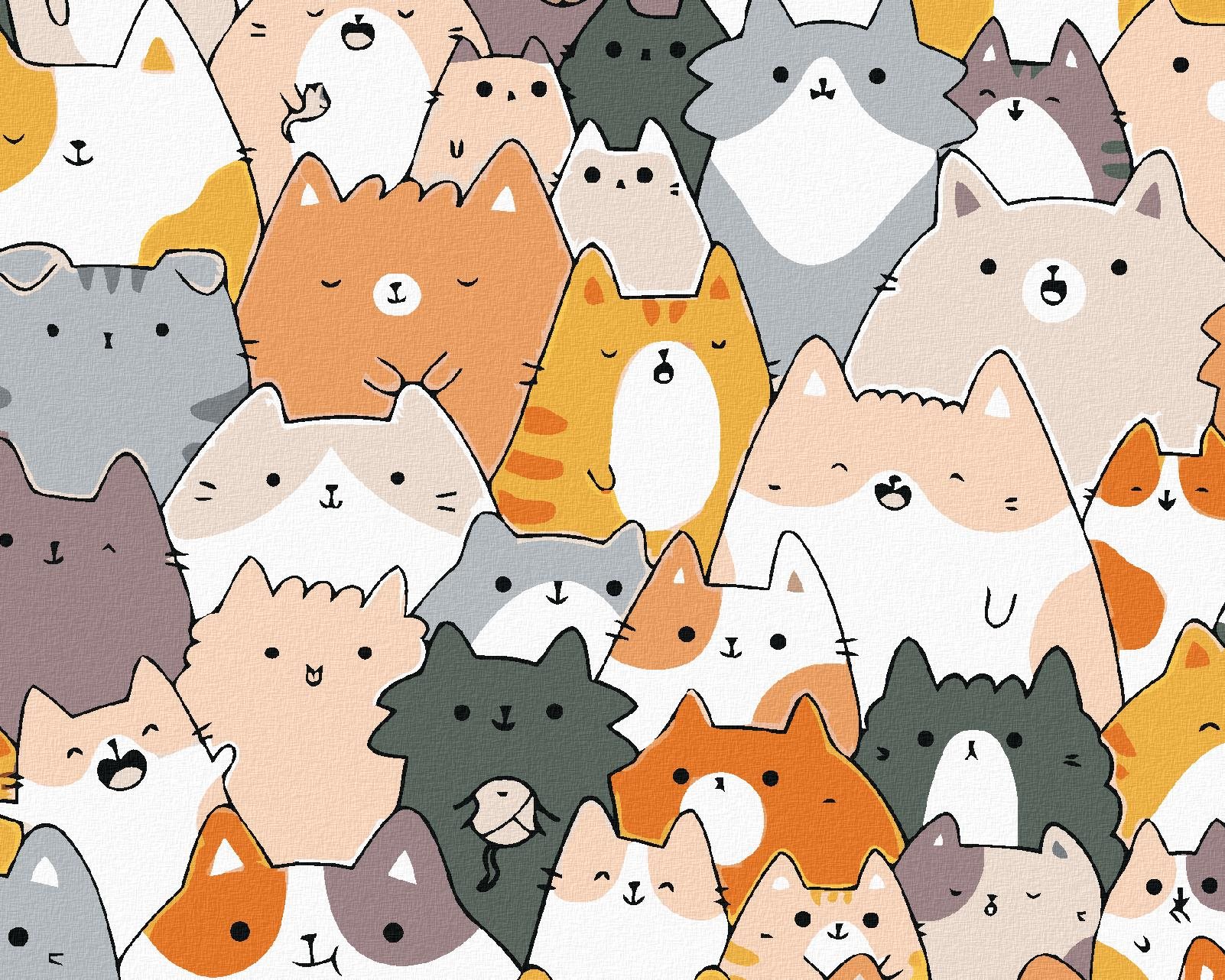 Malování podle čísel - 30 koček, 100x80 cm, vypnuté plátno na rám