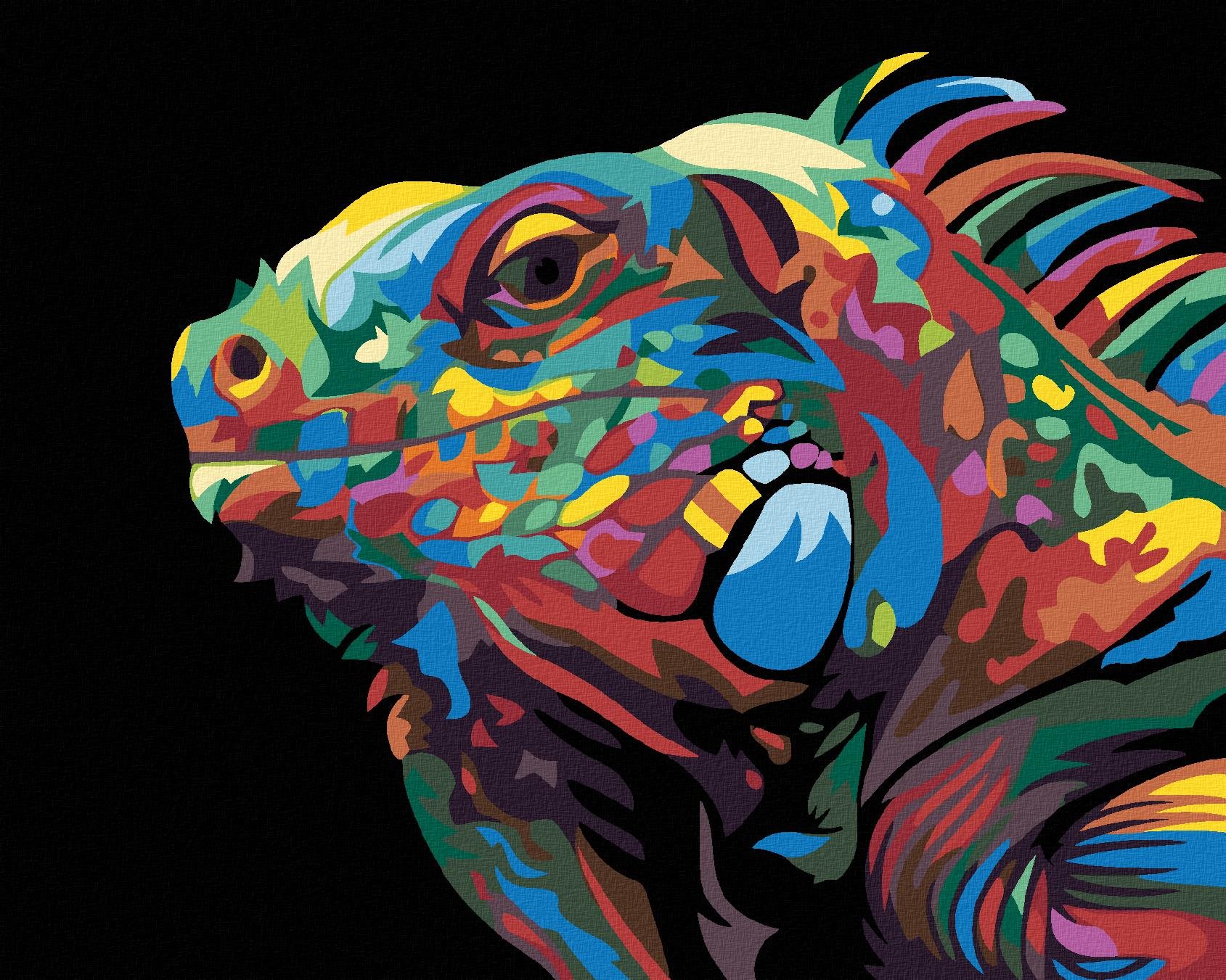 Malování podle čísel - Leguán, 50x40 cm, vypnuté plátno na rám