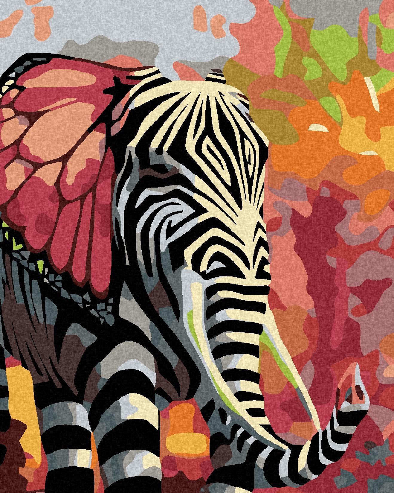 Malování podle čísel - Zdobený slon, 40x50 cm, vypnuté plátno na rám