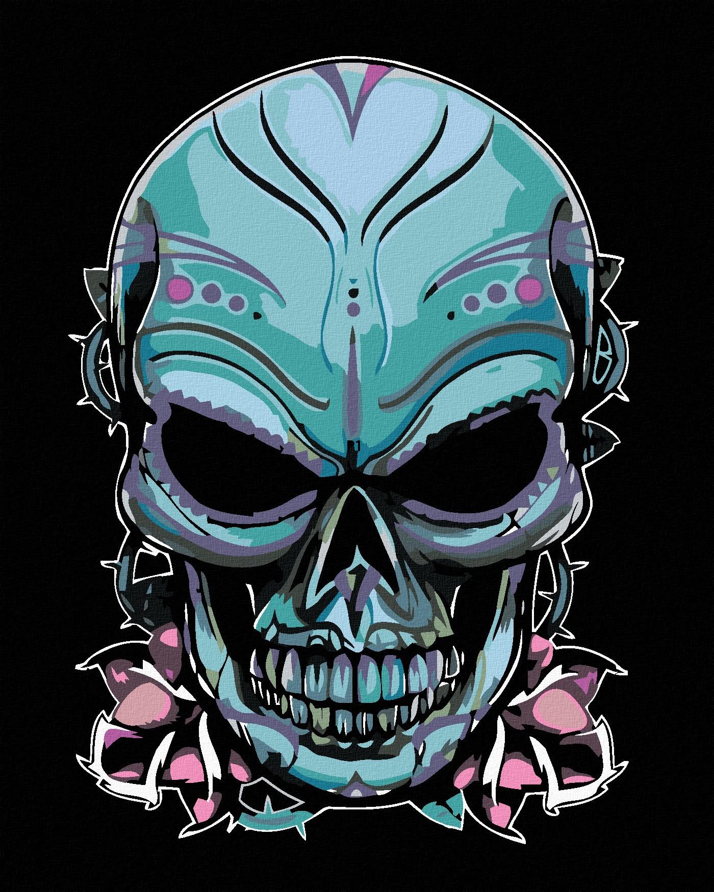 Malování podle čísel - Temná lebka, 80x100 cm, vypnuté plátno na rám