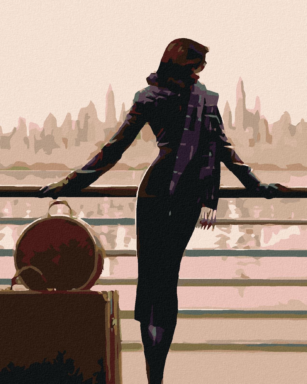 Malování podle čísel - Žena na cestách, 40x50 cm, vypnuté plátno na rám