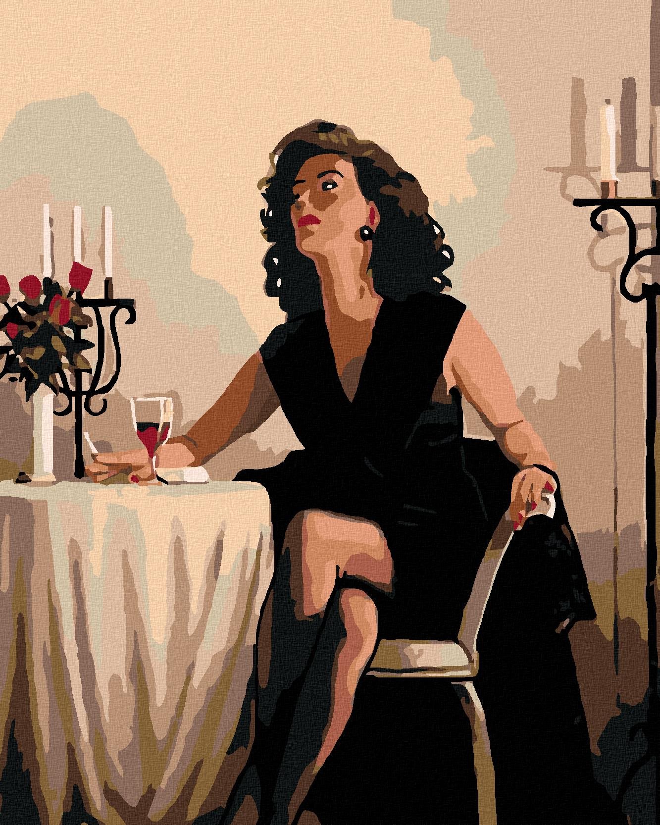 Malování podle čísel - Čekání před večeří, 80x100 cm, bez rámu a bez vypnutí plátna