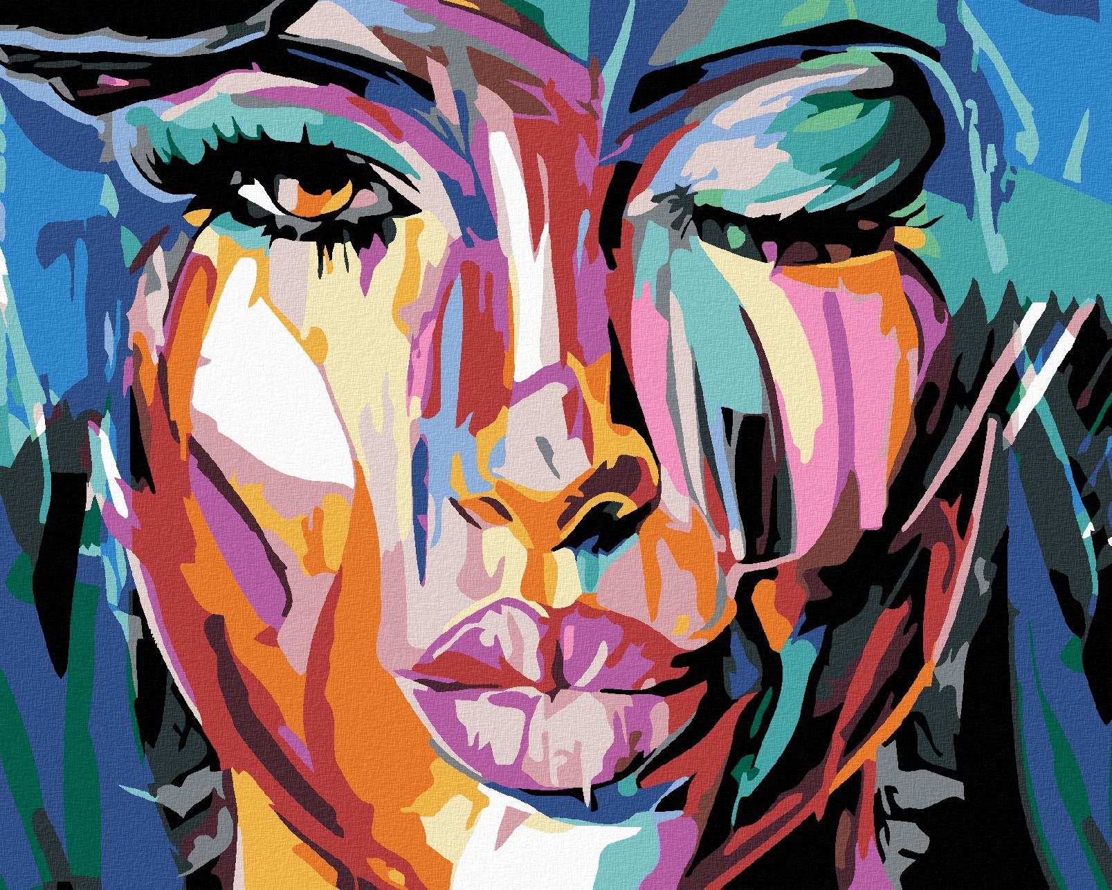 Malování podle čísel - Pomalovaná kráska, 100x80 cm, bez rámu a bez vypnutí plátna