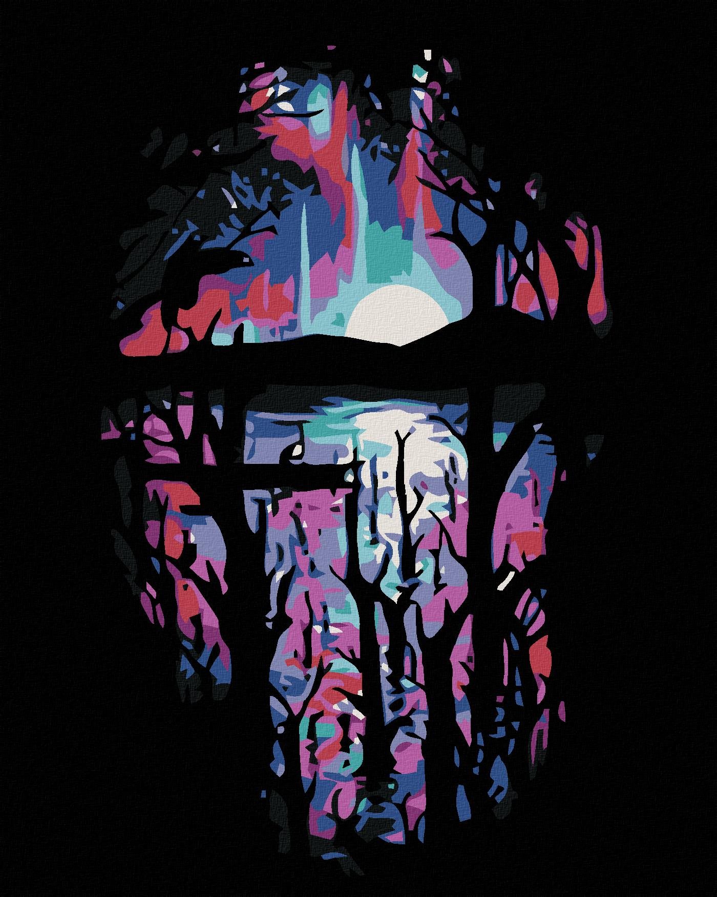 Malování podle čísel - Temná noc u jezera, 80x100 cm, bez rámu a bez vypnutí plátna