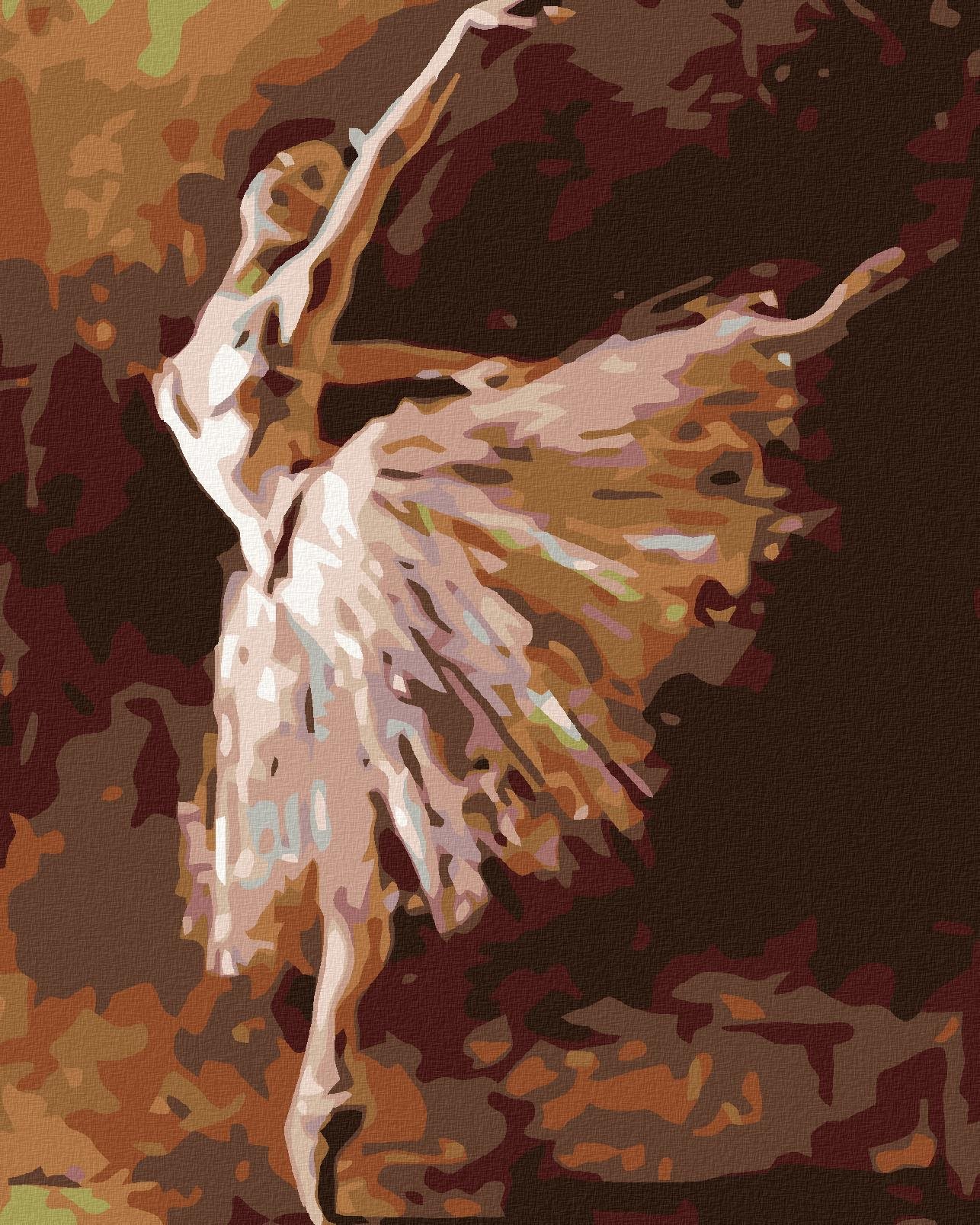 Malování podle čísel - Baletka stojící na jedné noze, 80x100 cm, bez rámu a bez vypnutí plátna