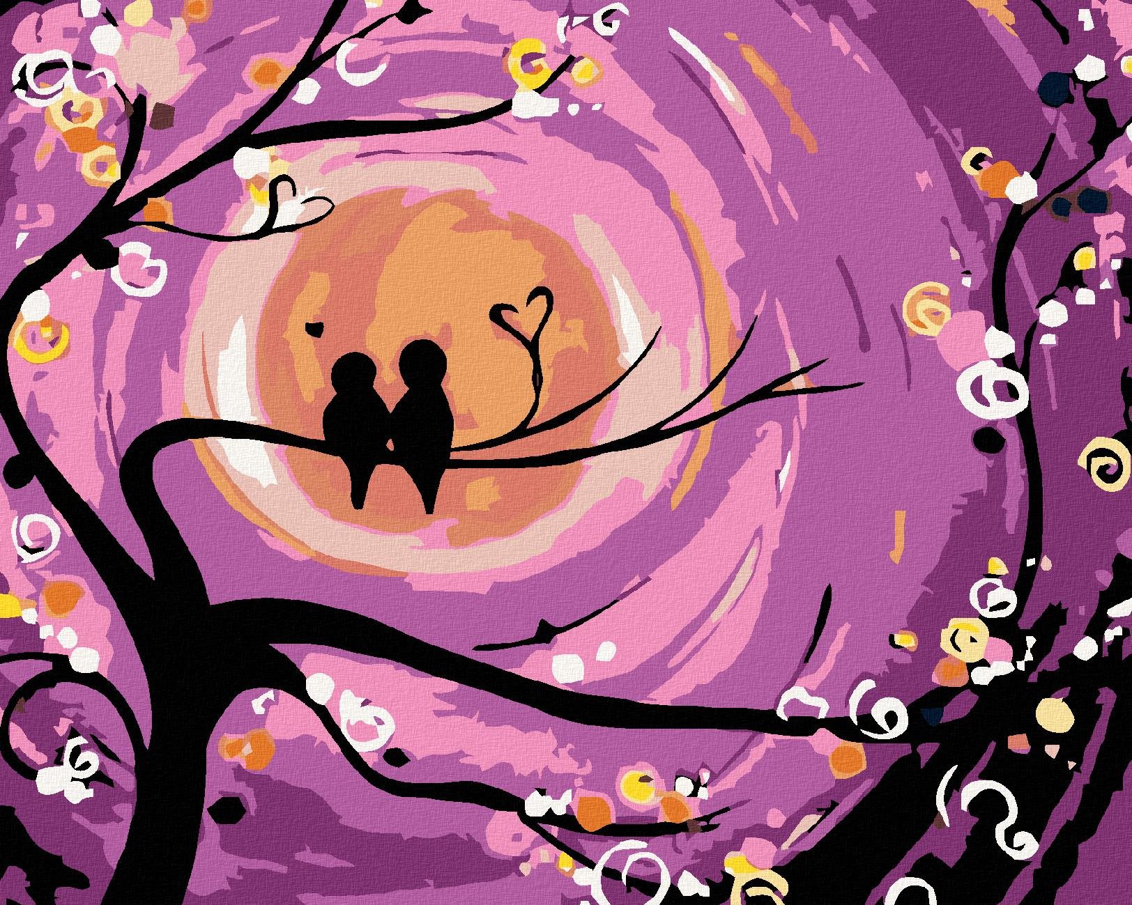 Malování podle čísel - Ptačí romance, 100x80 cm, bez rámu a bez vypnutí plátna