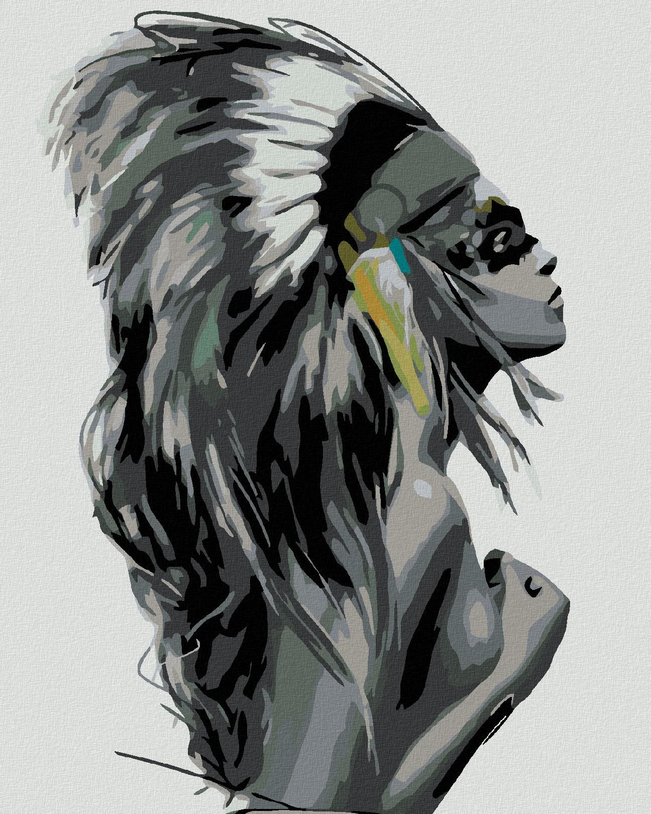 Malování podle čísel - Žena náčelnice, 80x100 cm, vypnuté plátno na rám