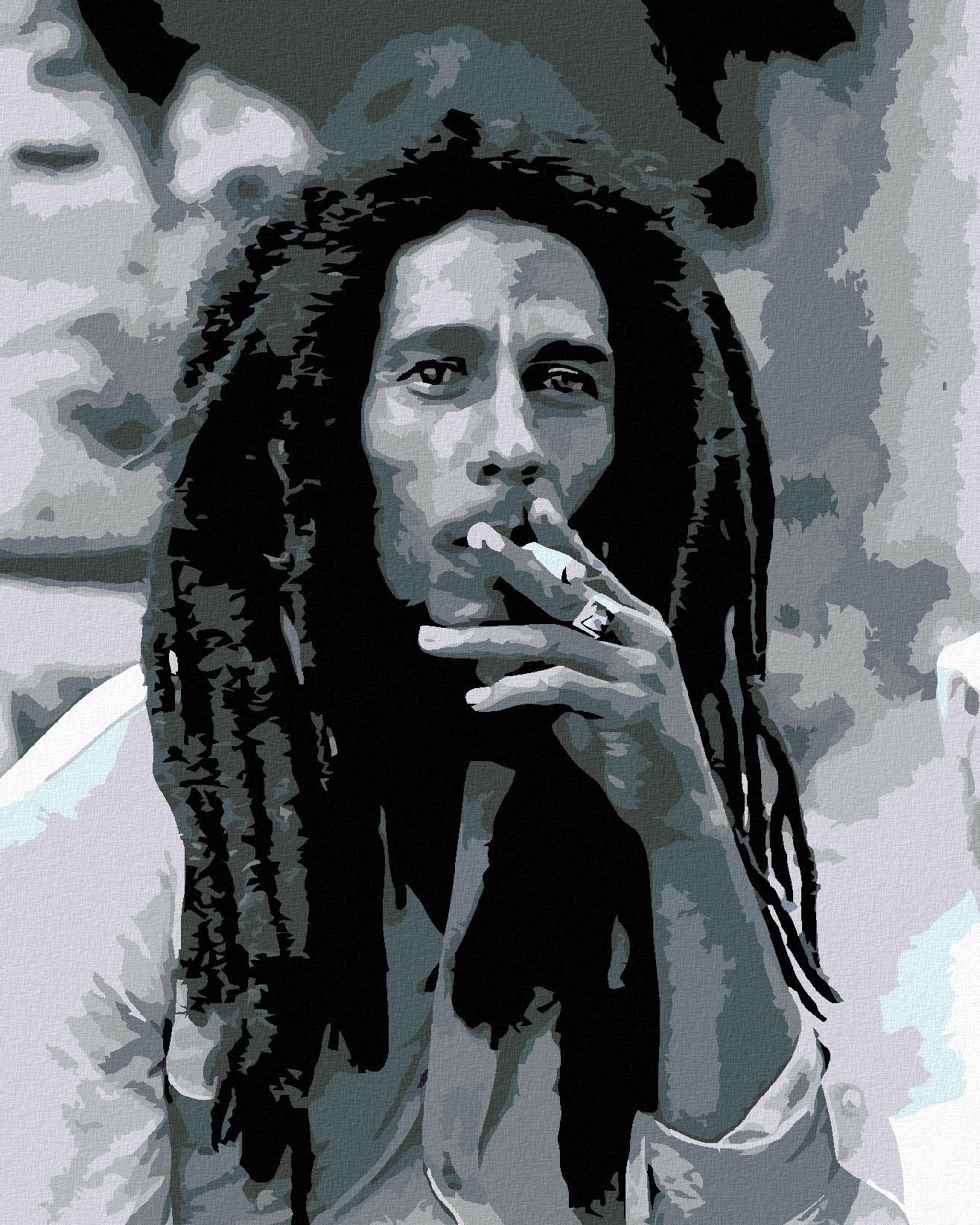 Malování podle čísel - Kouřící Bob Marley, 40x50 cm, bez rámu a bez vypnutí plátna