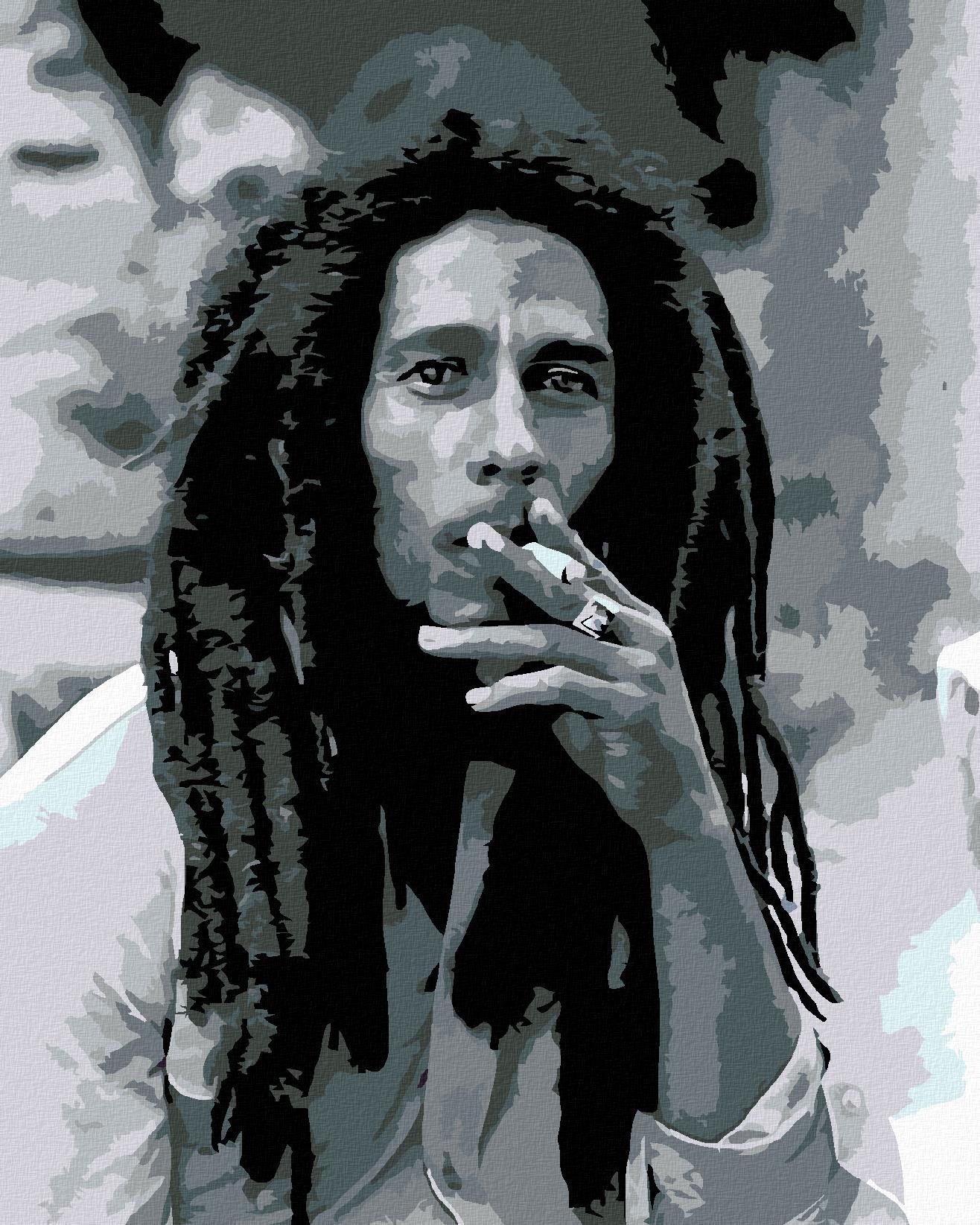 Malování podle čísel - Kouřící Bob Marley, 40x50 cm, vypnuté plátno na rám