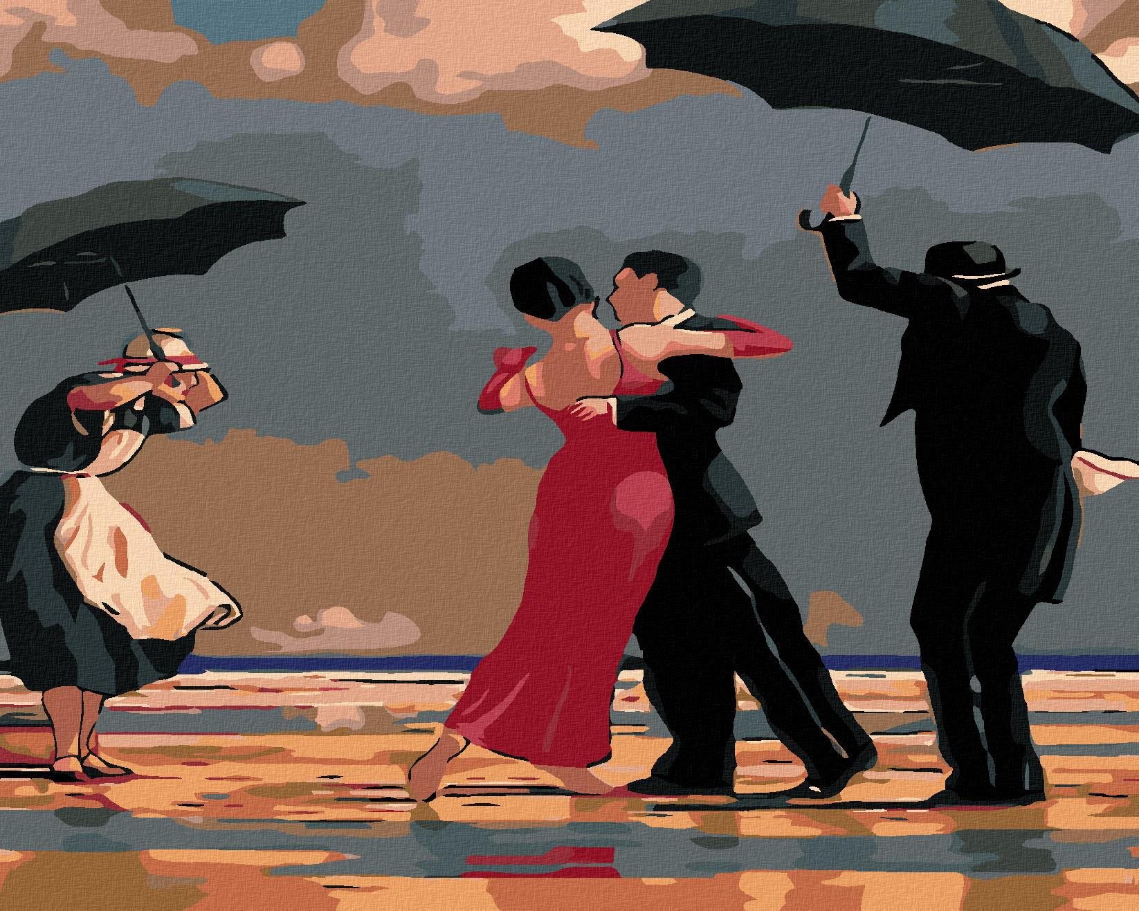 Malování podle čísel - Tanec na pláži I, 100x80 cm, vypnuté plátno na rám