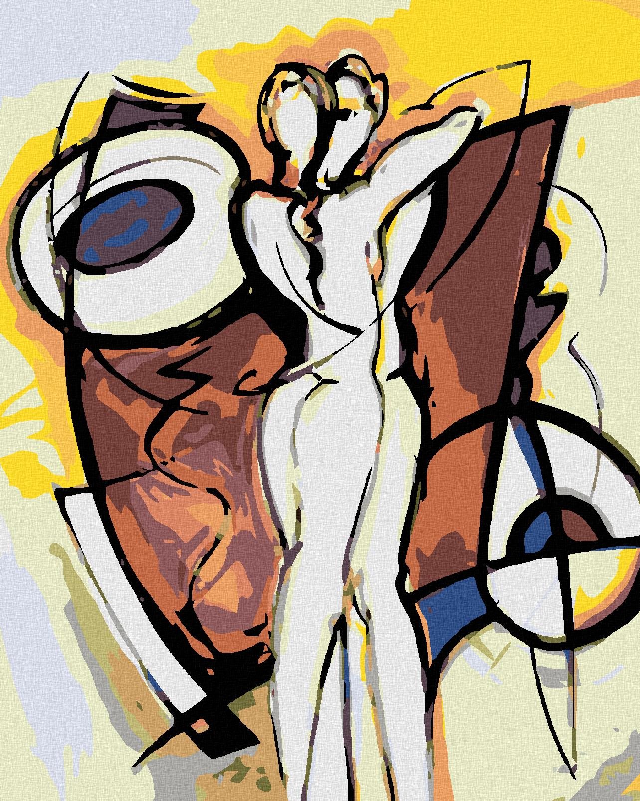 Malování podle čísel - Abstrakce milenců, 40x50 cm, vypnuté plátno na rám