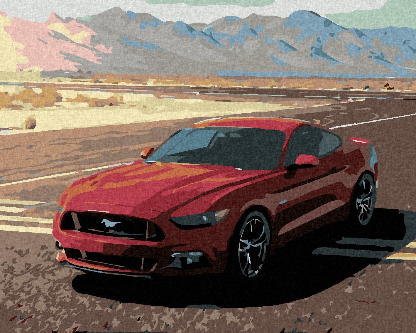 Malování podle čísel - Mustang, 100x80 cm, vypnuté plátno na rám