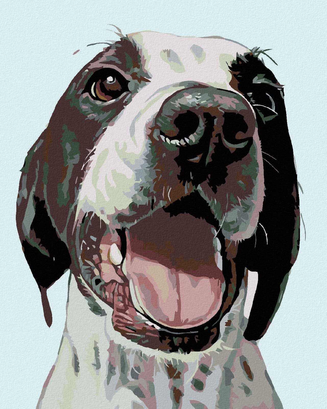 Malování podle čísel - Šťastný pes, 80x100 cm, vypnuté plátno na rám