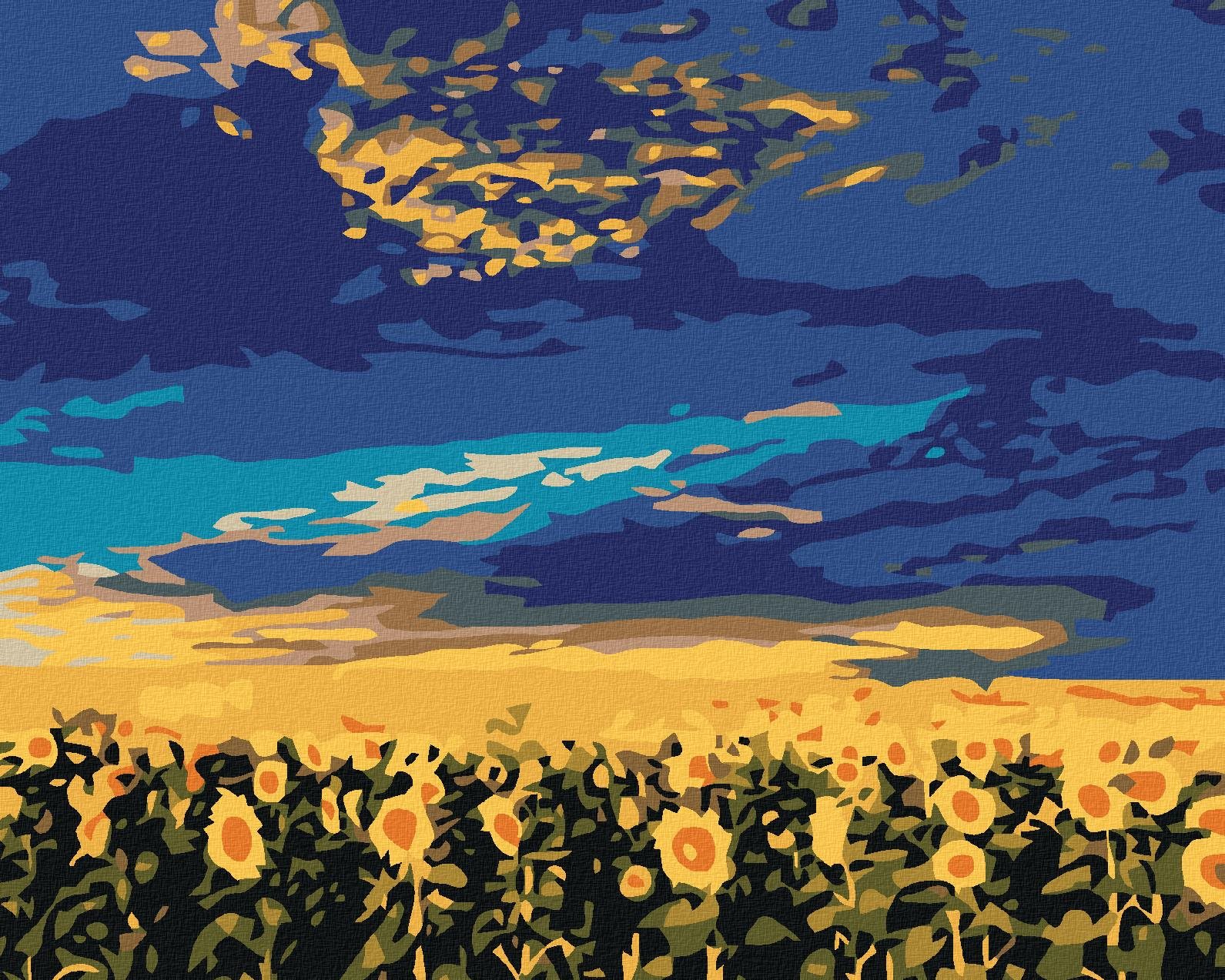 Malování podle čísel - Slunečnice, 100x80 cm, bez rámu a bez vypnutí plátna
