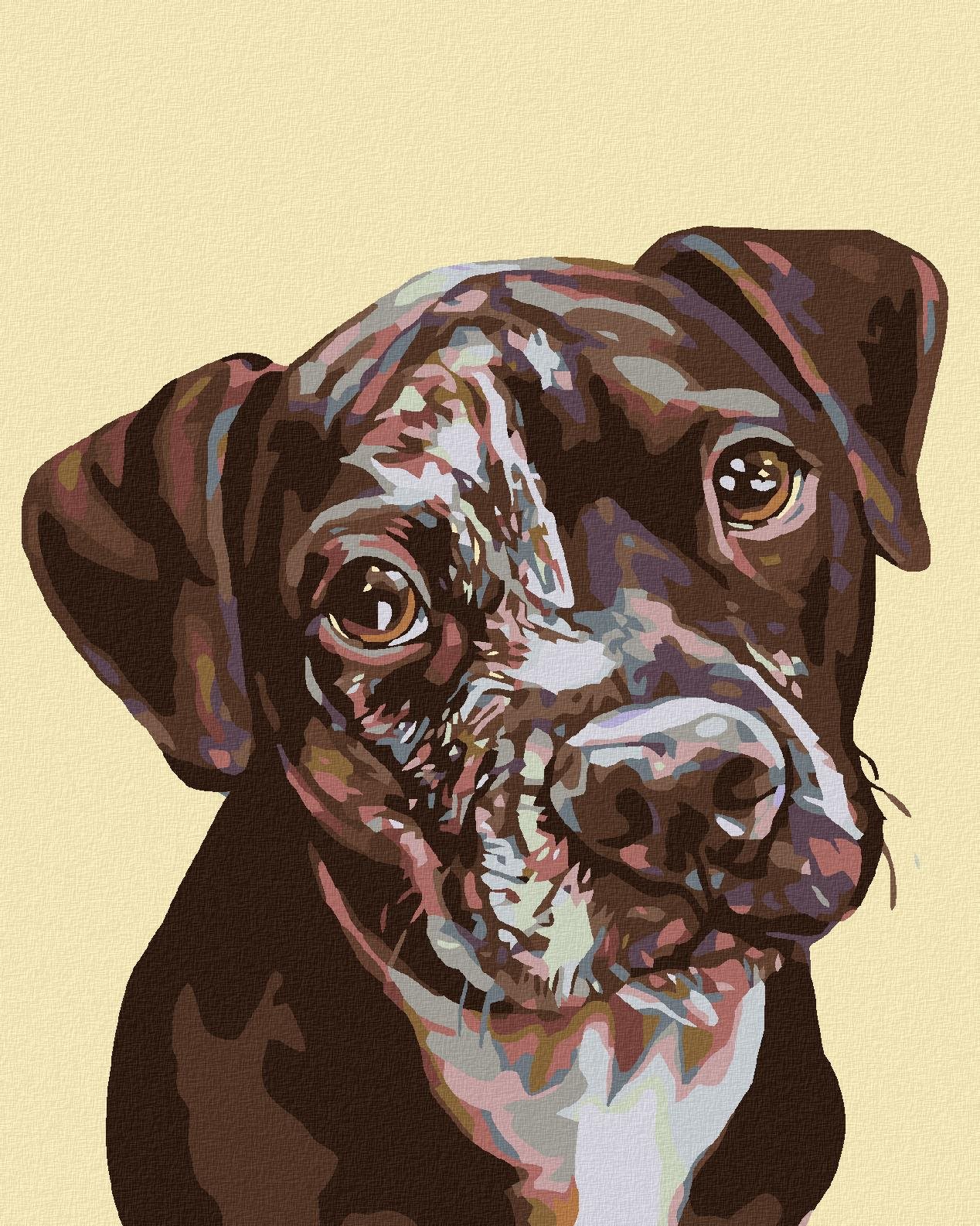 Malování podle čísel - Flekaté štěně, 80x100 cm, bez rámu a bez vypnutí plátna