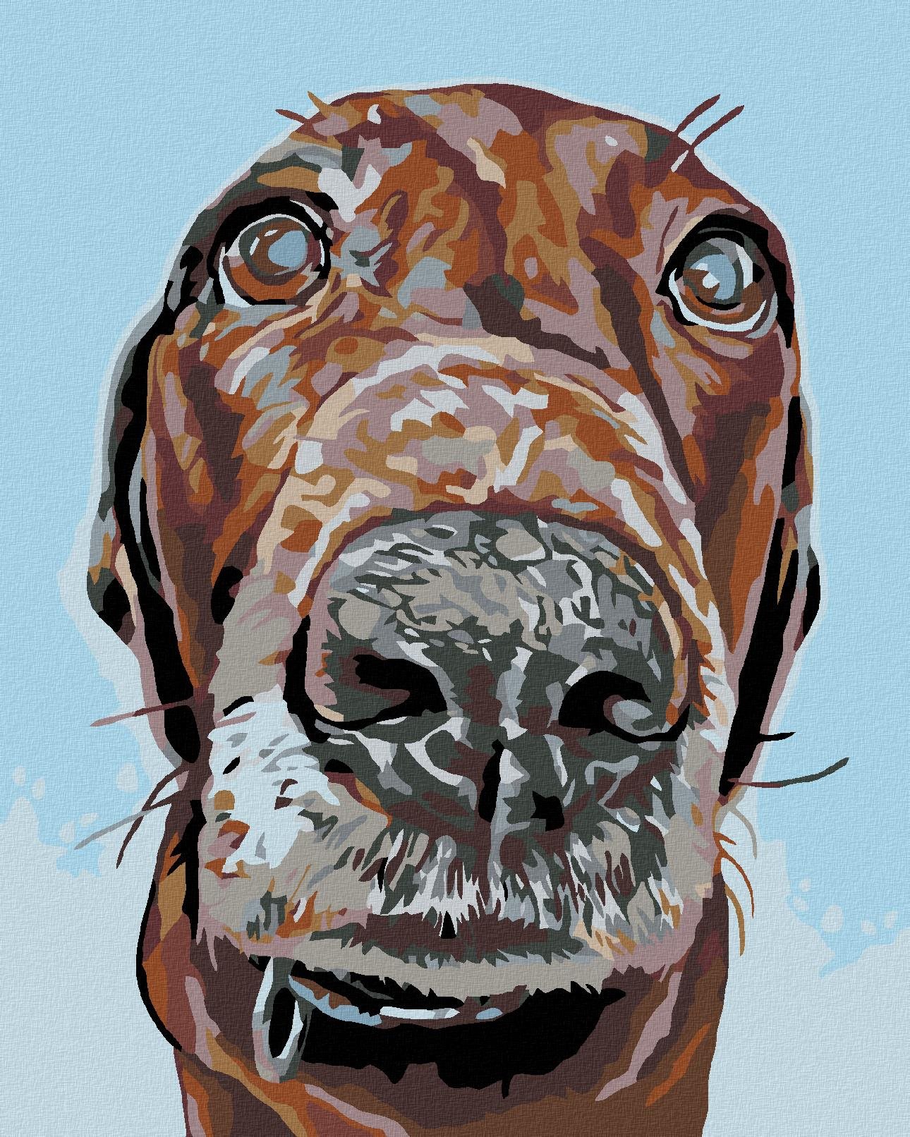 Malování podle čísel - Pes s velkým čumáčkem, 80x100 cm, bez rámu a bez vypnutí plátna