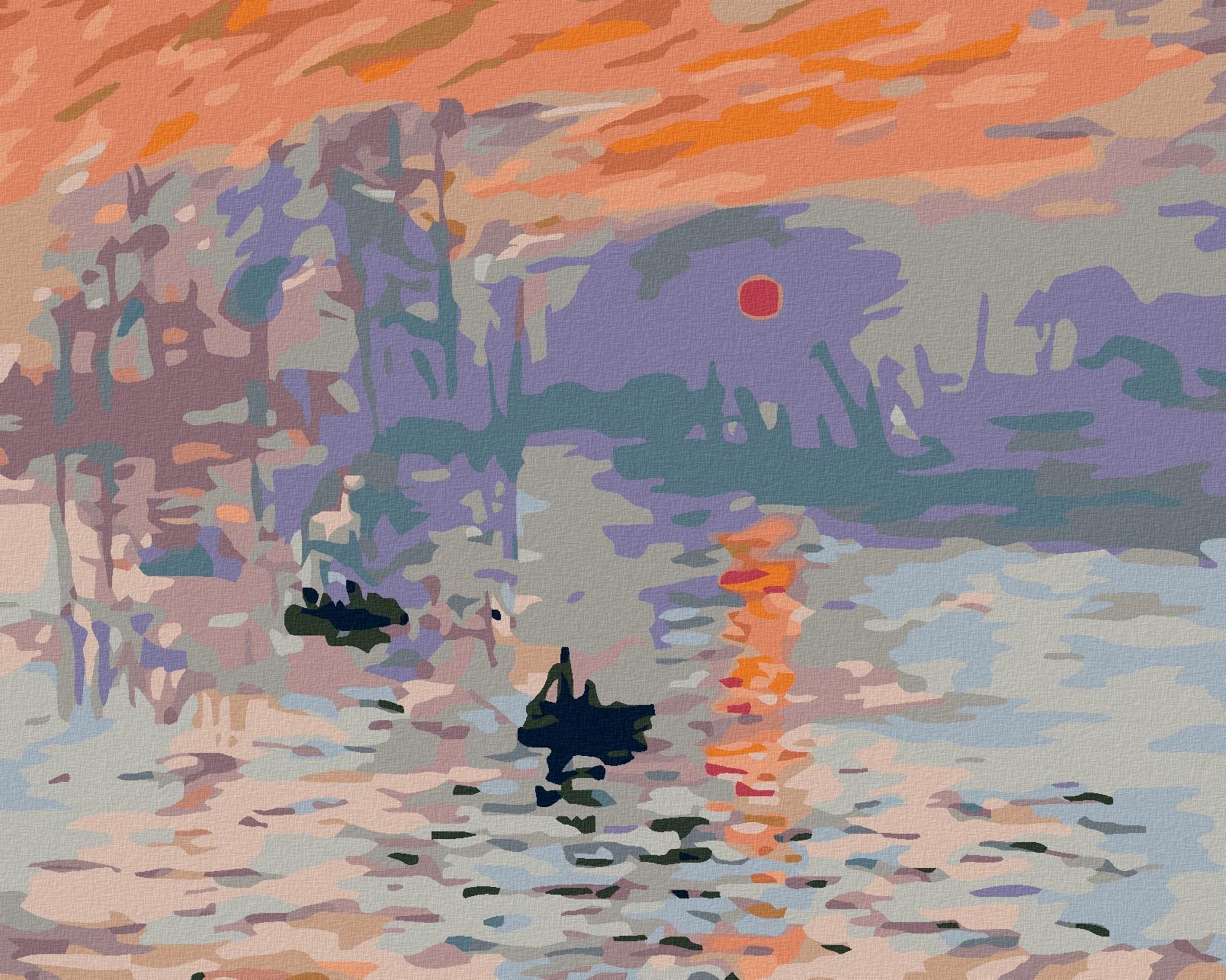 Malování podle čísel - Východ slunce (C.Monet), 100x80 cm, bez rámu a bez vypnutí plátna