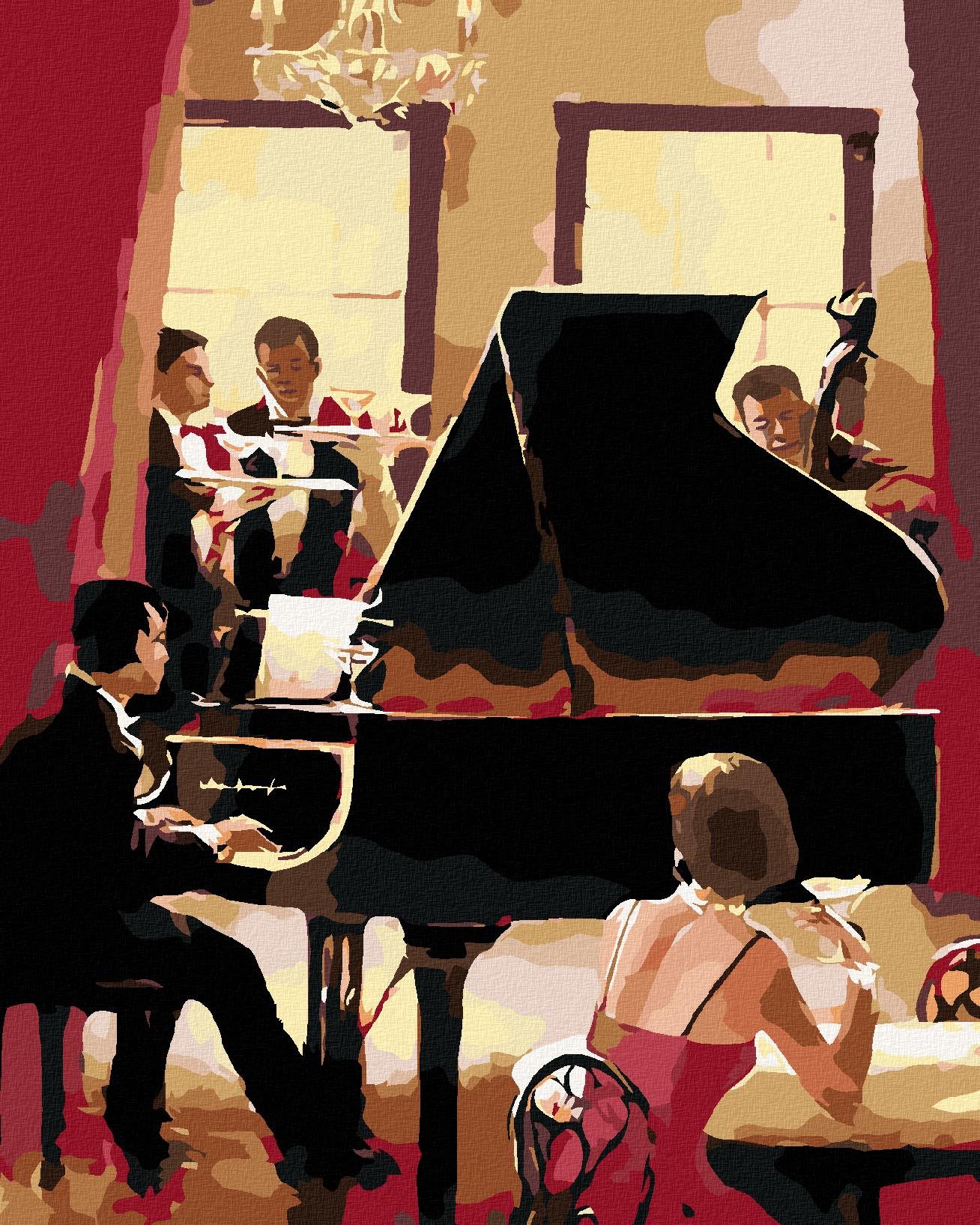 Malování podle čísel - Klavírista, 40x50 cm, vypnuté plátno na rám