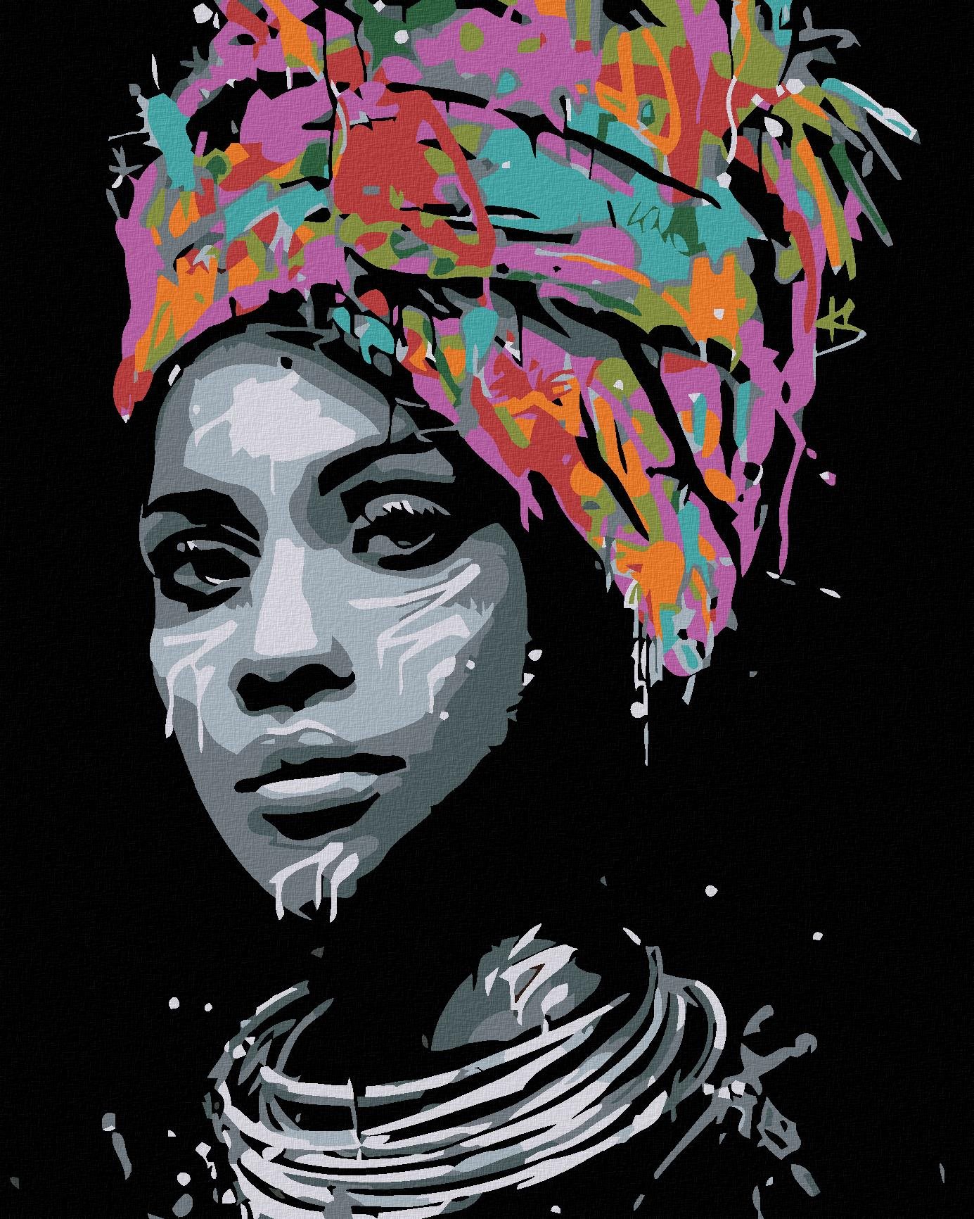 Malování podle čísel - Africká kráska, 80x100 cm, vypnuté plátno na rám