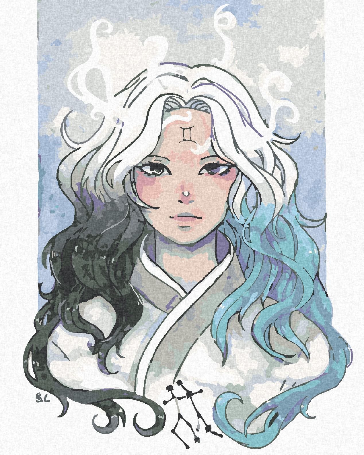 Malování podle čísel - Žena blíženec, 80x100 cm, vypnuté plátno na rám