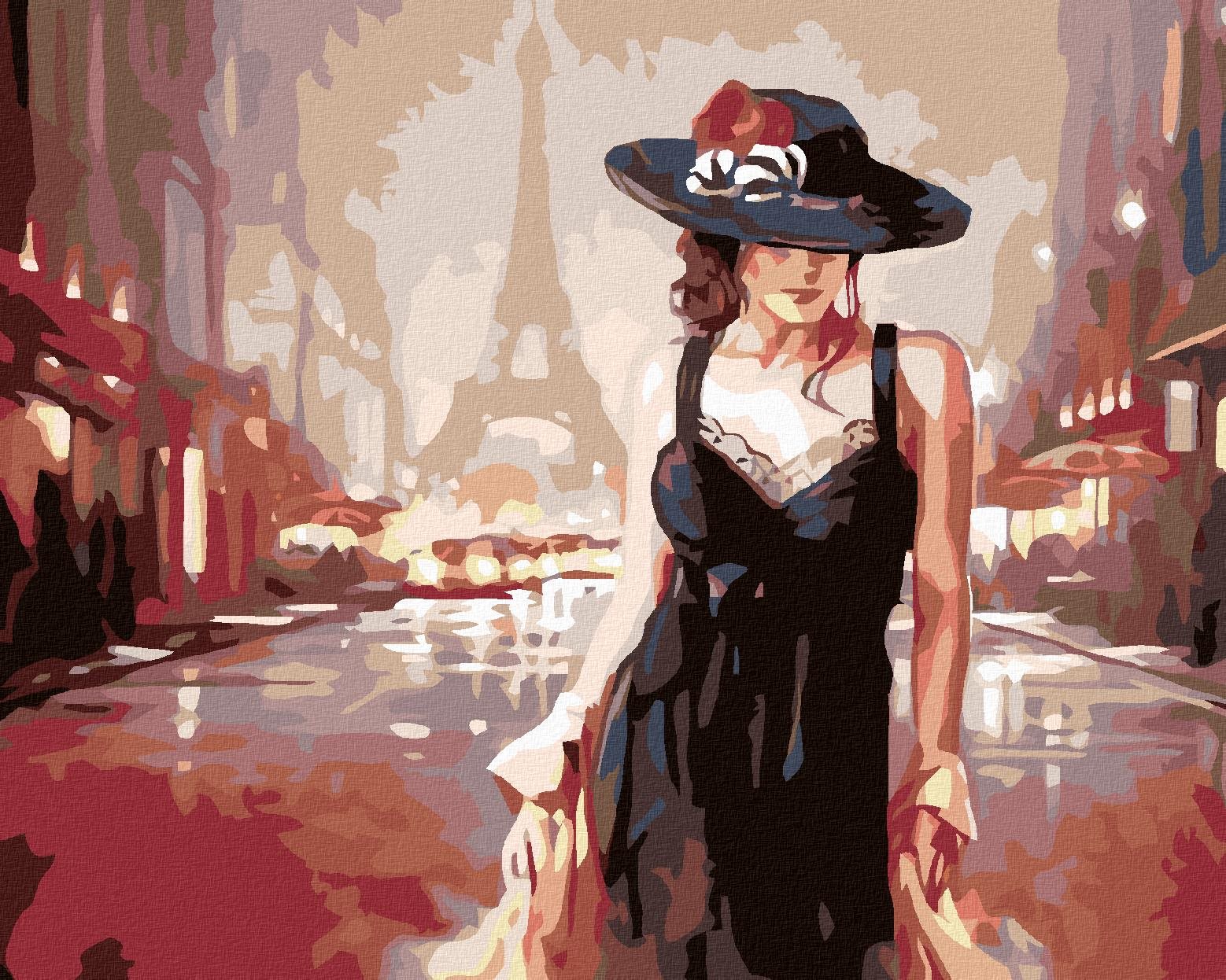 Malování podle čísel - Žena v Paříži, 50x40 cm, vypnuté plátno na rám