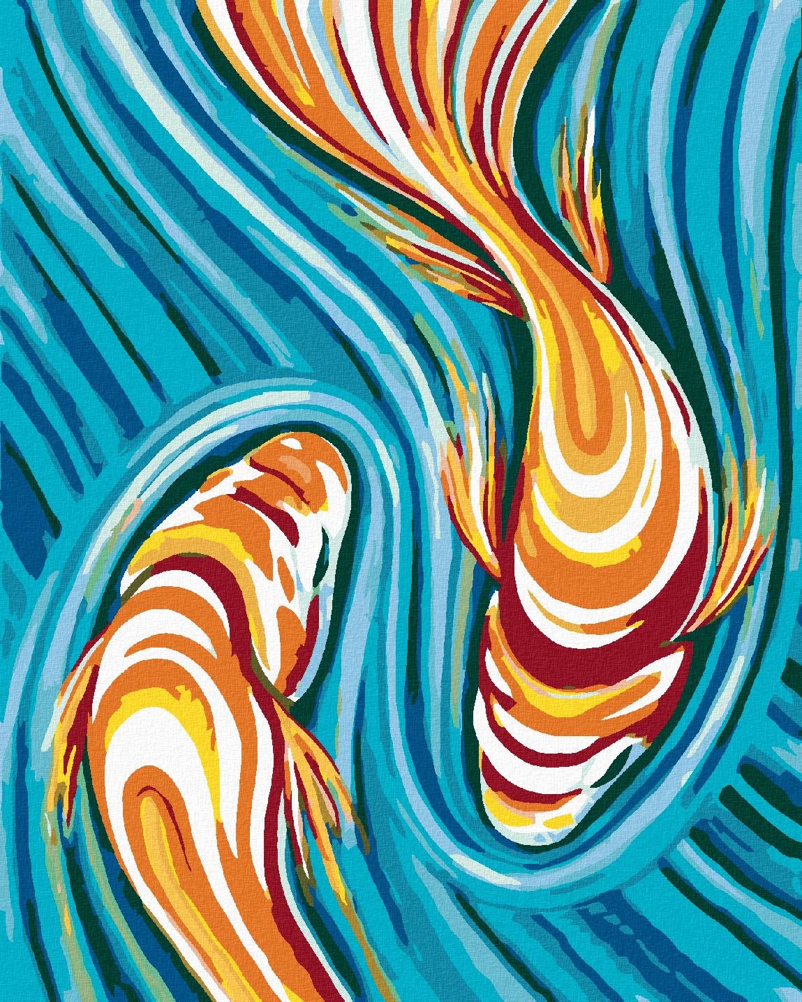 Malování podle čísel - Rybky ukryté v malbě, 80x100 cm, bez rámu a bez vypnutí plátna