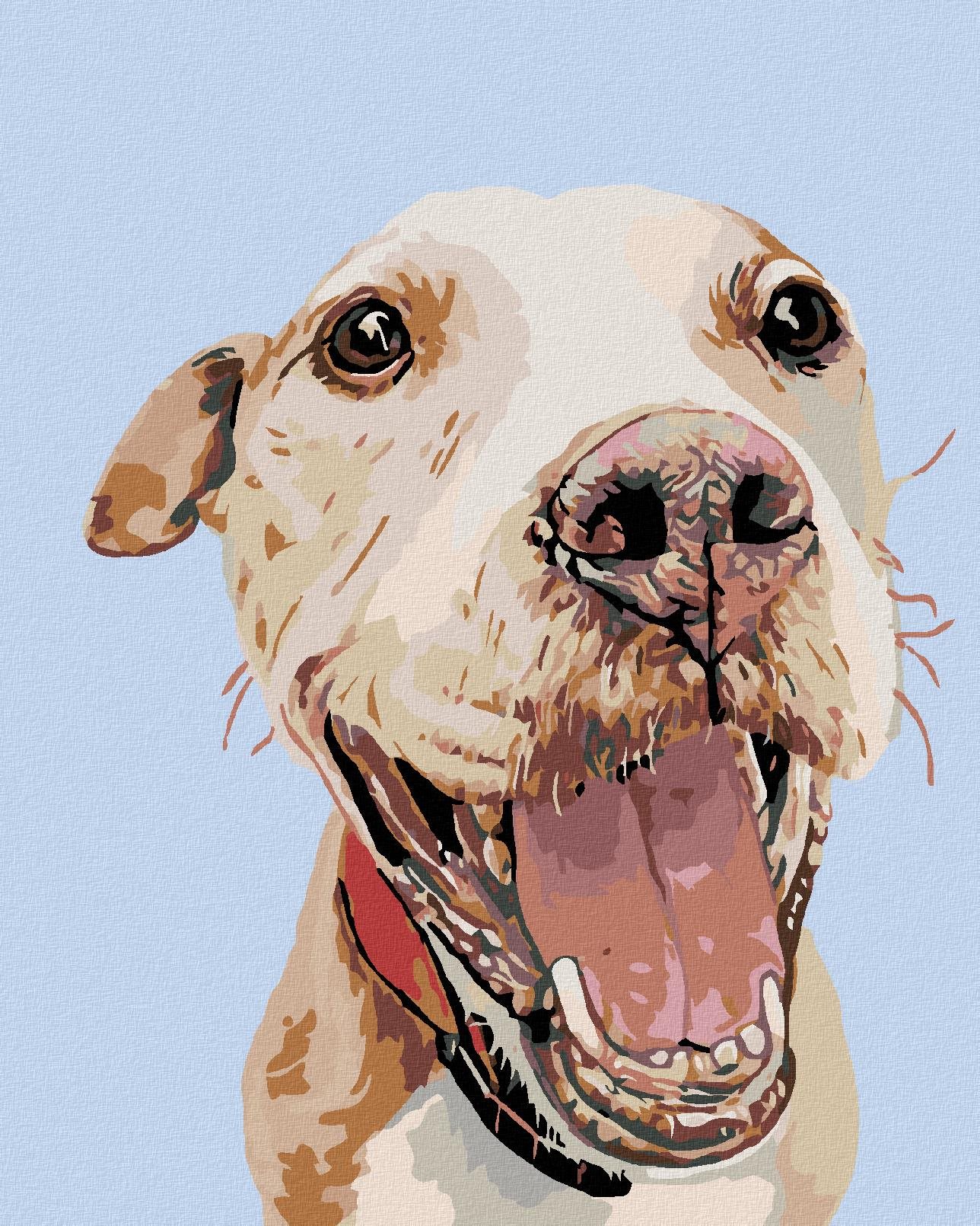 Malování podle čísel - Šťastný hafan, 80x100 cm, vypnuté plátno na rám