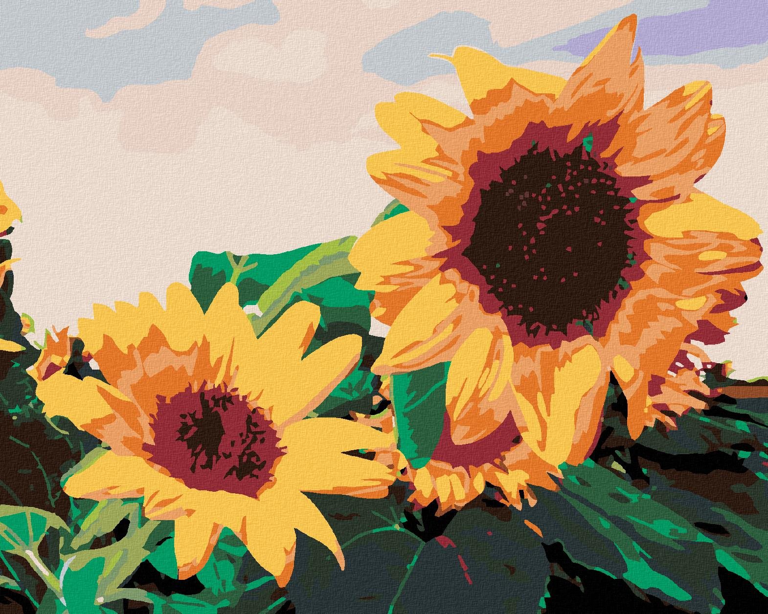 Malování podle čísel - Slunečnice I., 100x80 cm, vypnuté plátno na rám