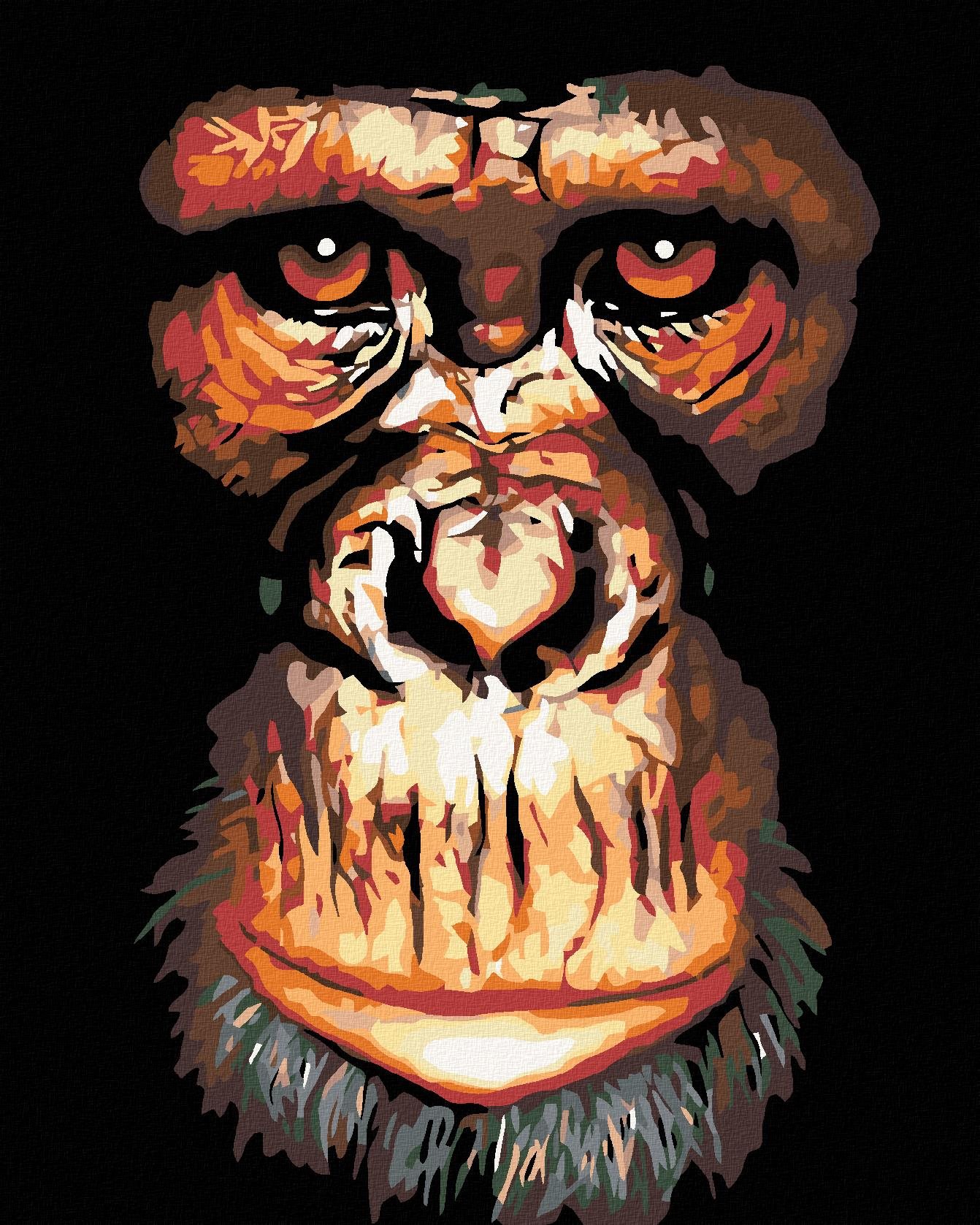 Malování podle čísel - Šimpanz, 80x100 cm, vypnuté plátno na rám