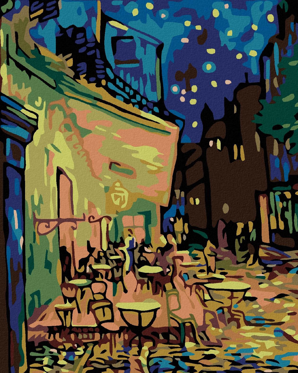 Malování podle čísel - Noční kavárna (van Gogh), 40x50 cm, bez rámu a bez vypnutí plátna