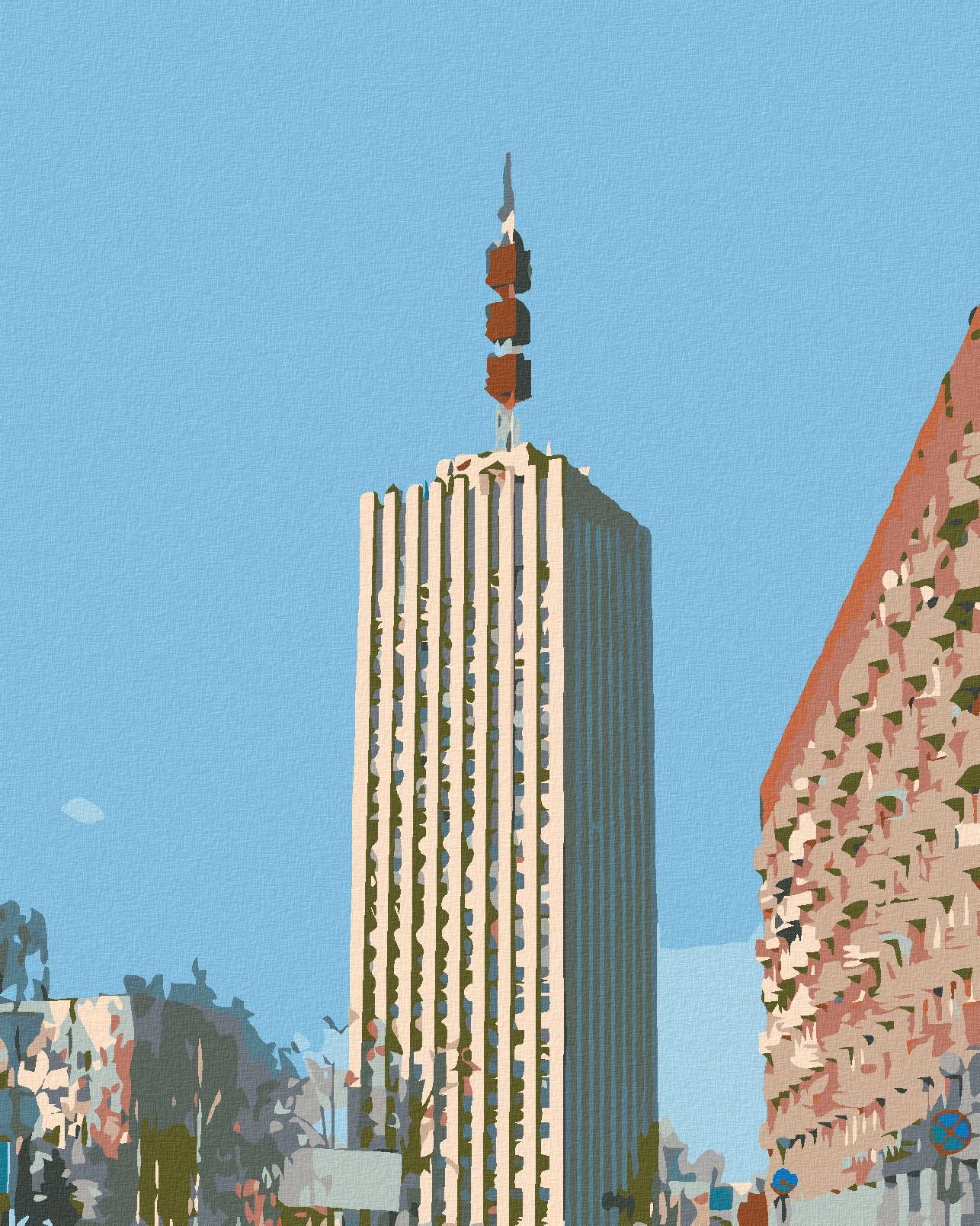 Malování podle čísel - Mrakodrap, 80x100 cm, vypnuté plátno na rám