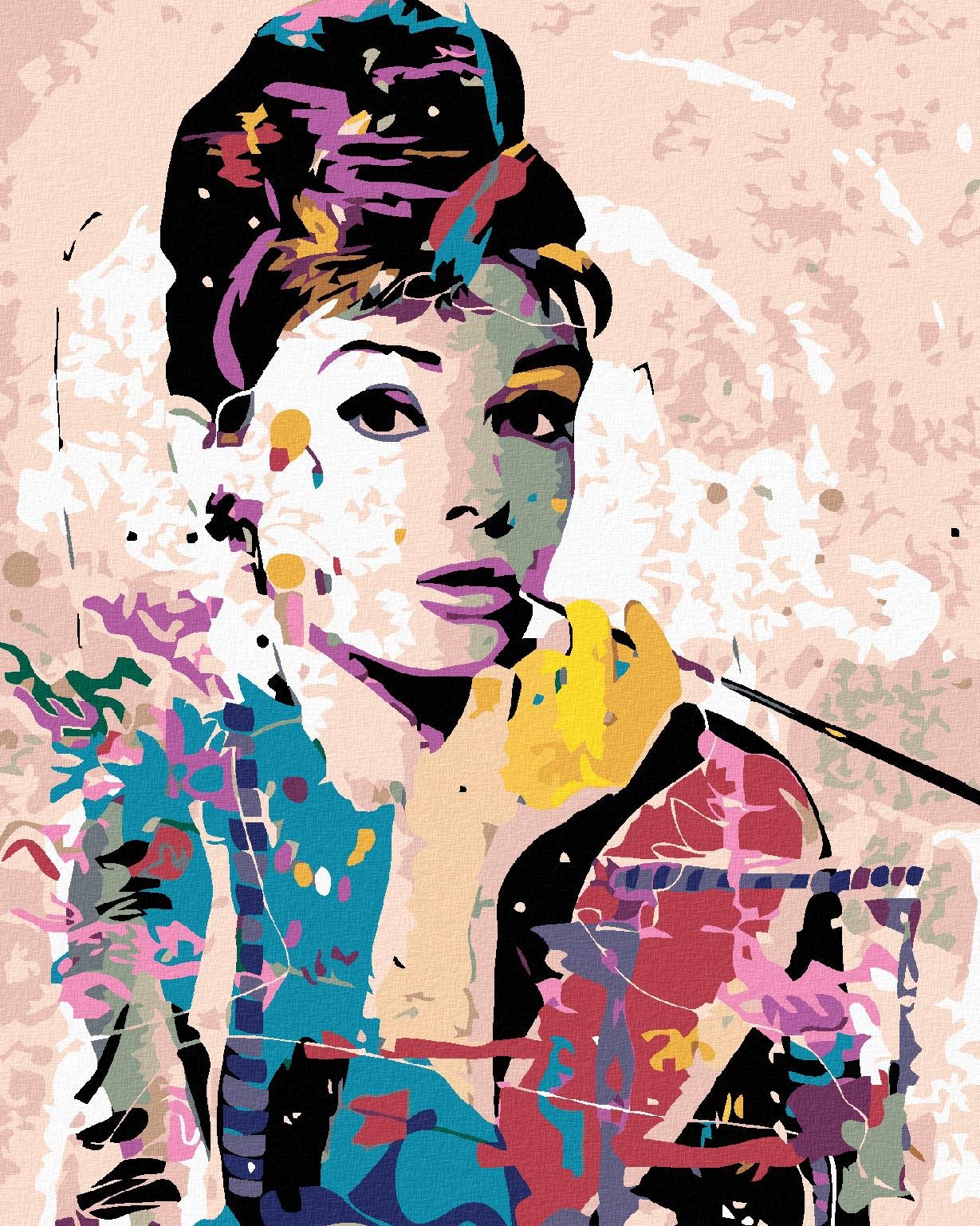 Malování podle čísel - Audrey Hepburn, 40x50 cm, vypnuté plátno na rám