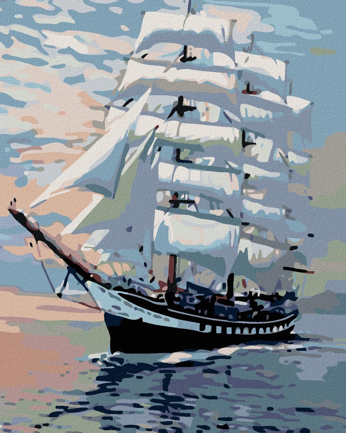 Malování podle čísel - Velká plachetnice, 80x100 cm, bez rámu a bez vypnutí plátna