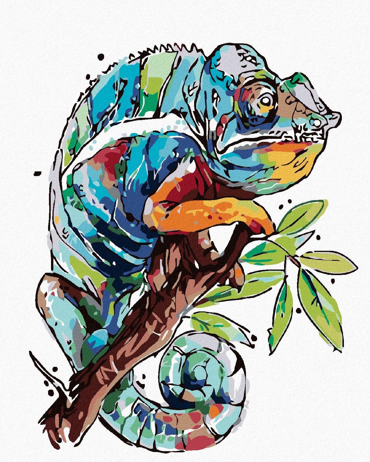 Malování podle čísel - Chameleon, 40x50 cm, bez rámu a bez vypnutí plátna