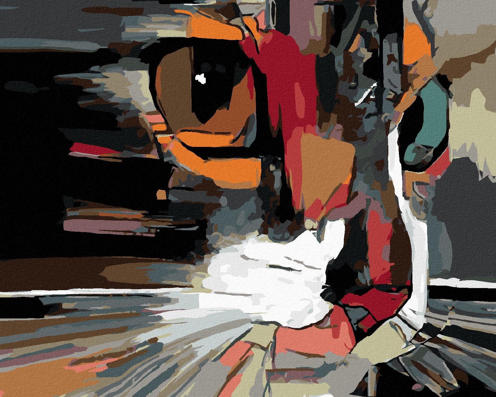 Malování podle čísel - Abstraktní kočka, 100x80 cm, vypnuté plátno na rám