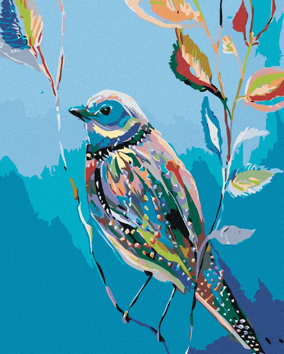Malování podle čísel - Malovaný ptáček, 80x100 cm, bez rámu a bez vypnutí plátna