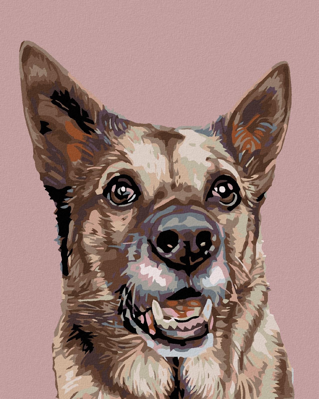 Malování podle čísel - Fenka vlčáka, 40x50 cm, vypnuté plátno na rám