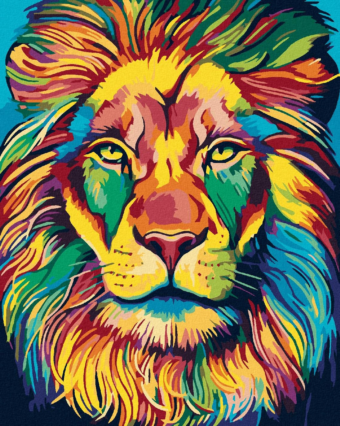 Malování podle čísel - Malovaný lev, 80x100 cm, bez rámu a bez vypnutí plátna
