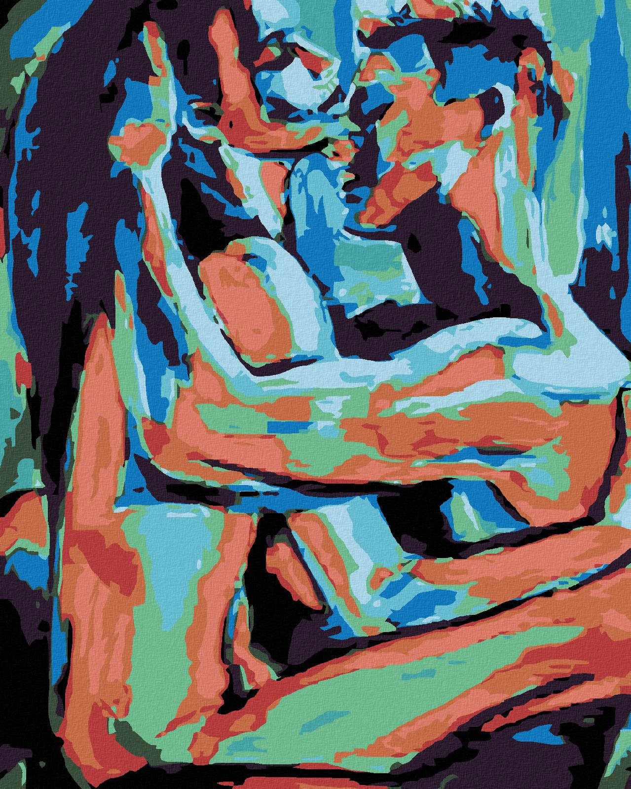 Malování podle čísel - Barevní milenci, 80x100 cm, vypnuté plátno na rám